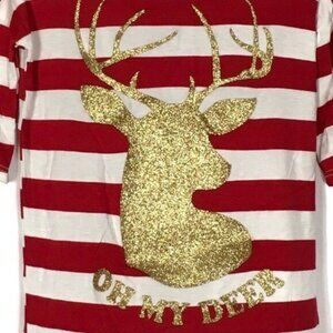 Kids Christmas Shirt Oh My Deer Girl Size 4T NEW Gold Glitter Holiday Casual